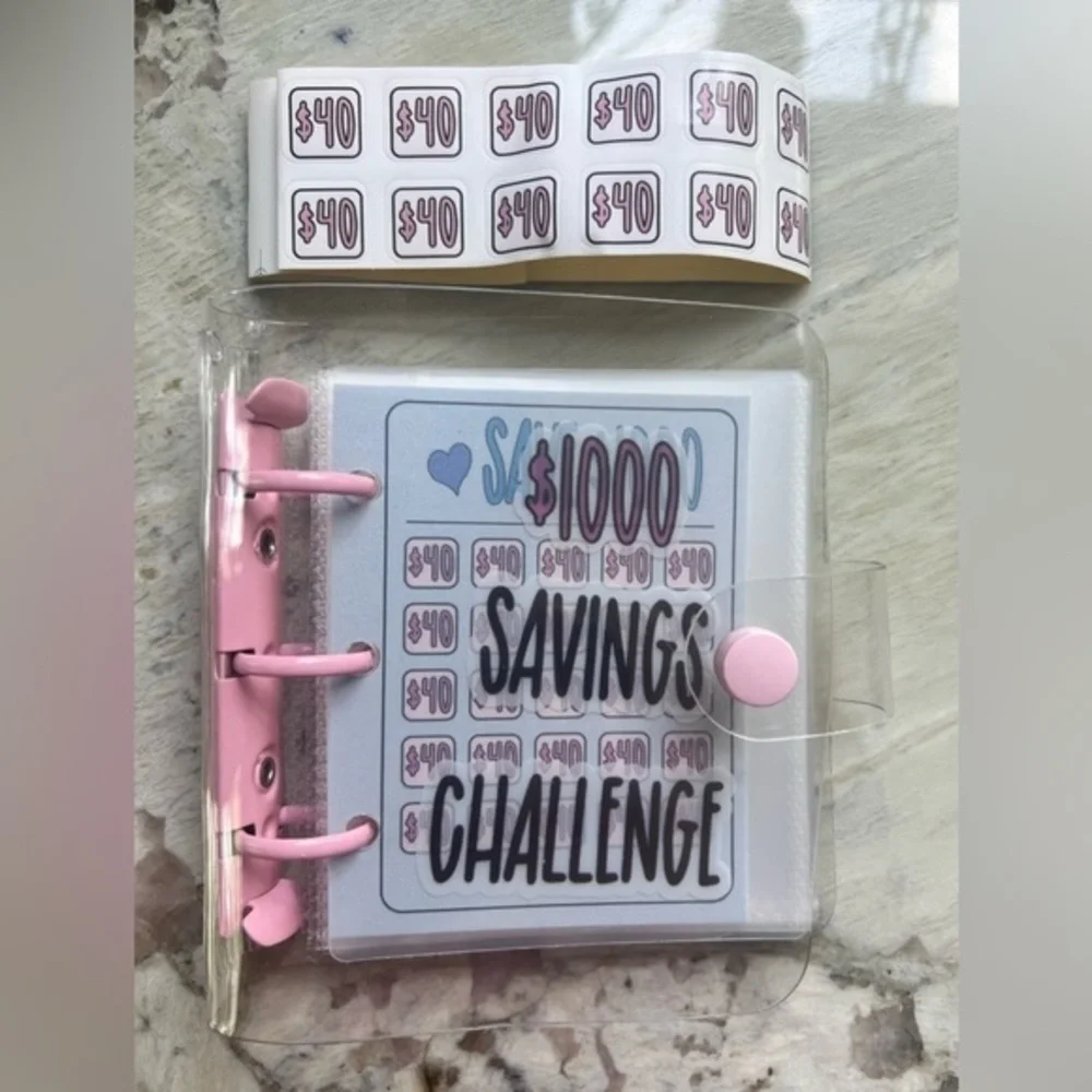 Savings challenge binder $1000-25 sleeves with tracking‎ card and sticker…